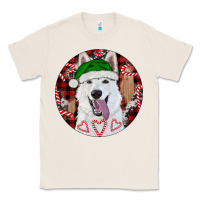 Natural Christmas White Shepherd With Buffalo Plaid Classic Tee - RanaPortraitStore