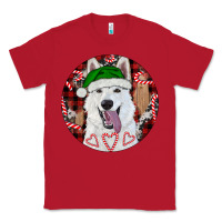 Red Christmas White Shepherd With Buffalo Plaid Classic Tee - RanaPortraitStore