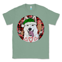 Sage Christmas White Shepherd With Buffalo Plaid Classic Tee - RanaPortraitStore