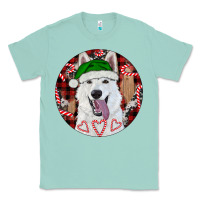 Seafoam Christmas White Shepherd With Buffalo Plaid Classic Tee - RanaPortraitStore