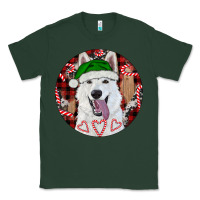 Sports Green Christmas White Shepherd With Buffalo Plaid Classic Tee - RanaPortraitStore