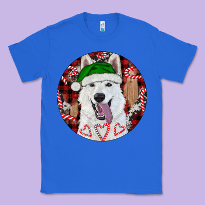 Christmas White Shepherd With Buffalo Plaid Classic Tee Designed By Ranaportraitstore