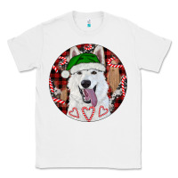 White Christmas White Shepherd With Buffalo Plaid Classic Tee - RanaPortraitStore