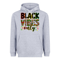 Heather Grey Black vibes only juneteenth Heavyweight Hoodie - Zillion Design Studio