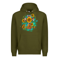 Army Green western belive sunflowers cross Premium Hoodie - BarkalooDesign