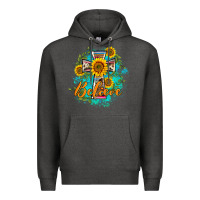 Charcoal Heather western belive sunflowers cross Premium Hoodie - BarkalooDesign
