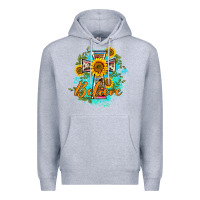 Heather Grey western belive sunflowers cross Premium Hoodie - BarkalooDesign