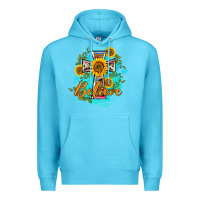 Ocean Blue western belive sunflowers cross Premium Hoodie - BarkalooDesign