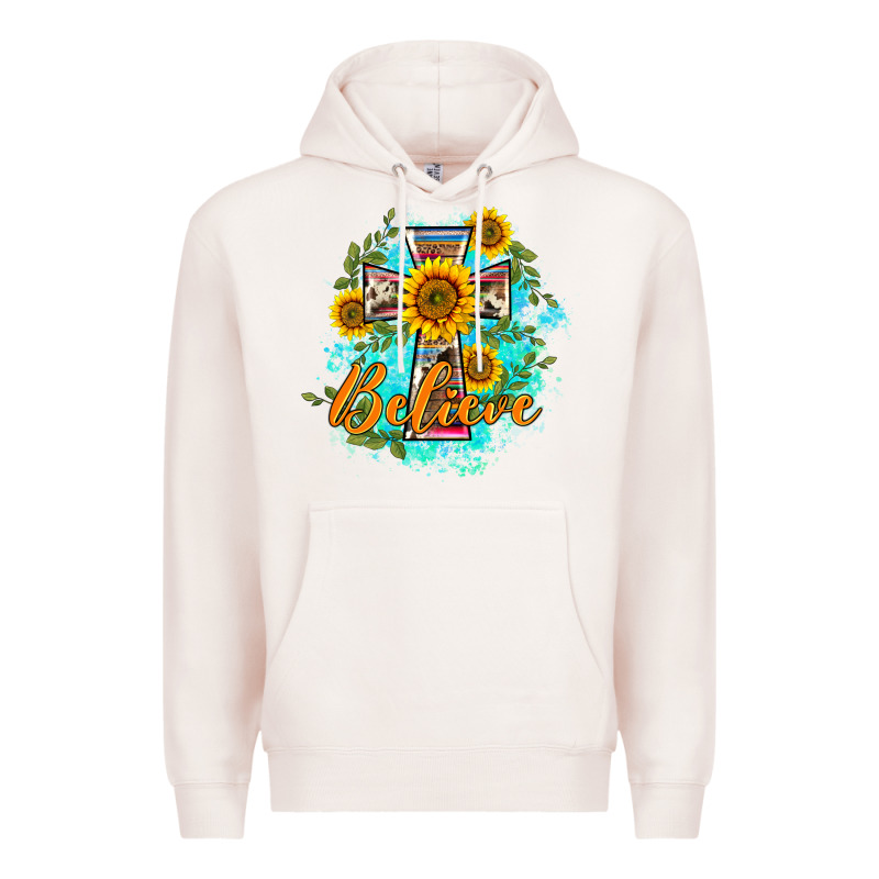 Western Belive Sunflowers Cross Premium Hoodie by BarkalooDesign | Teevron
