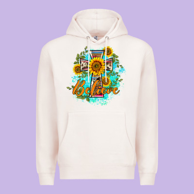 Western Belive Sunflowers Cross Premium Hoodie Designed By Barkaloodesign