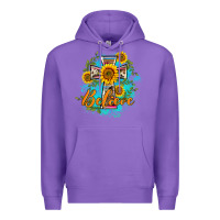 Purple western belive sunflowers cross Premium Hoodie - BarkalooDesign