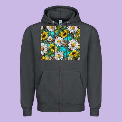 Zipper Hoodie Daisy and sunflower