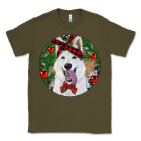Army Green Christmas White Shepherd With Cowhide Classic Tee - RanaPortraitStore