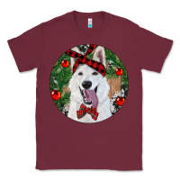Burgundy Christmas White Shepherd With Cowhide Classic Tee - RanaPortraitStore