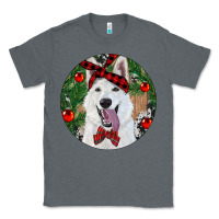 Charcoal Heather Christmas White Shepherd With Cowhide Classic Tee - RanaPortraitStore