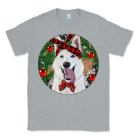 Heather Grey Christmas White Shepherd With Cowhide Classic Tee - RanaPortraitStore