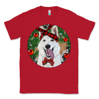 Red Christmas White Shepherd With Cowhide Classic Tee - RanaPortraitStore