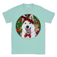 Seafoam Christmas White Shepherd With Cowhide Classic Tee - RanaPortraitStore