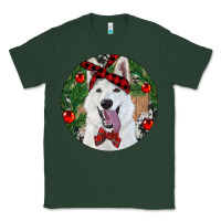 Sports Green Christmas White Shepherd With Cowhide Classic Tee - RanaPortraitStore