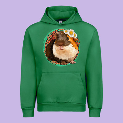 Floral Leopard Guinea Pigs Urban Hoodie Designed By Jasminsmagicworld