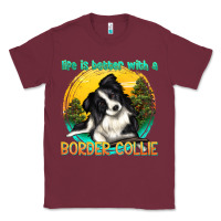 Burgundy life is better with a border collie Classic Tee - texasbilliewilder