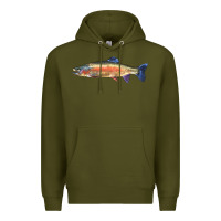 Army Green Rainbow Trout Premium Hoodie - LillyAllenDesigns