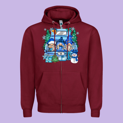 Snowman Gnome Truck Zipper Hoodie Designed By Zillion Design Studio