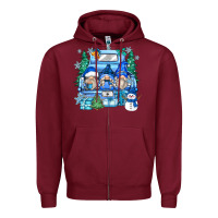 Burgundy snowman gnome truck Zipper Hoodie - Zillion Design Studio