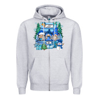 Heather Grey snowman gnome truck Zipper Hoodie - Zillion Design Studio