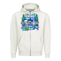 Oatmeal Heather snowman gnome truck Zipper Hoodie - Zillion Design Studio