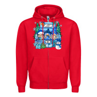 Red snowman gnome truck Zipper Hoodie - Zillion Design Studio