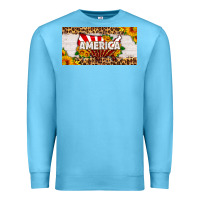 Ocean Blue america map sunflower license plate Premium Sweatshirt - HRA Design Shop
