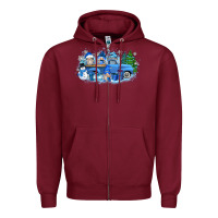 Burgundy snow gnome truck Zipper Hoodie - Zillion Design Studio