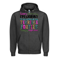 Charcoal Heather sorry im cranky im going through my terrible forti Zipper Hoodie - texasbilliewilder