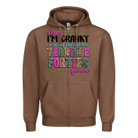 Chestnut sorry im cranky im going through my terrible forti Zipper Hoodie - texasbilliewilder
