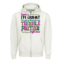 Oatmeal Heather sorry im cranky im going through my terrible forti Zipper Hoodie - texasbilliewilder
