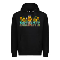 Black western believe sunflowers flowers Premium Hoodie - BarkalooDesign