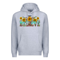 Heather Grey western believe sunflowers flowers Premium Hoodie - BarkalooDesign