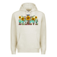 Oatmeal Heather western believe sunflowers flowers Premium Hoodie - BarkalooDesign