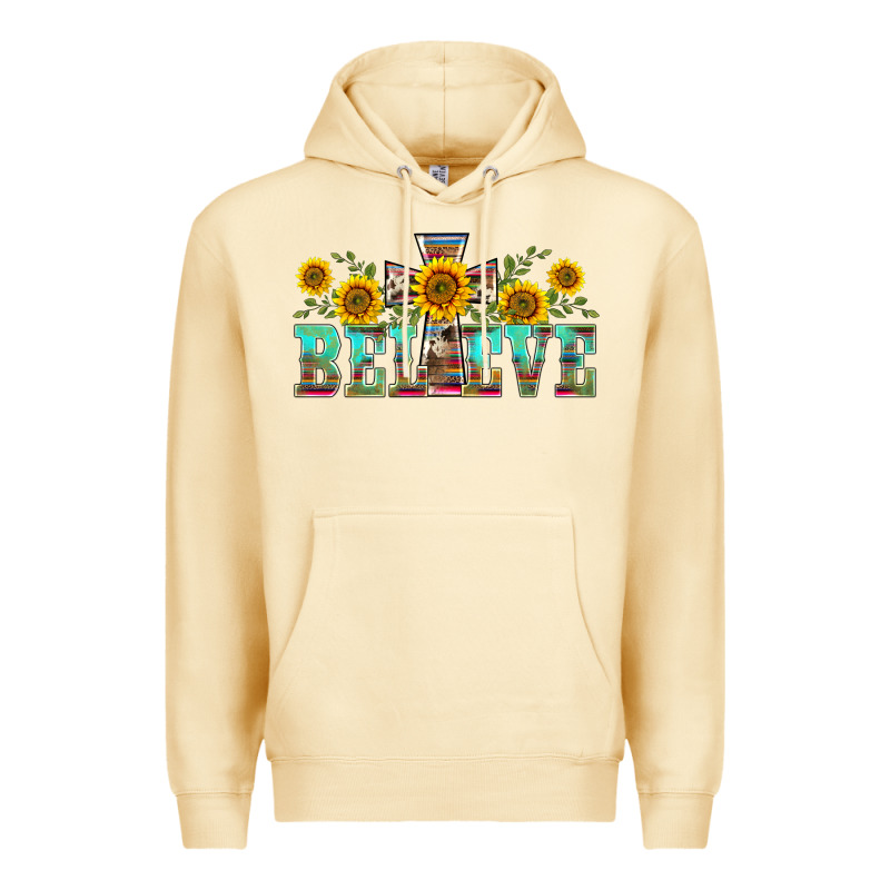 Western Believe Sunflowers Flowers Premium Hoodie by BarkalooDesign | Teevron