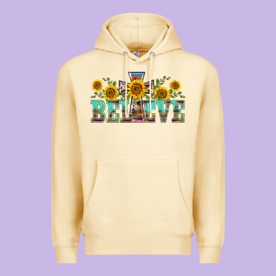 Western Believe Sunflowers Flowers Premium Hoodie Designed By Barkaloodesign