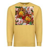 Antique Gold christmas pig  tartan with  hay and christmas ligh Premium Sweatshirt - FaDigitalArtStudio