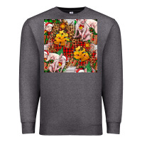 Charcoal Heather christmas pig  tartan with  hay and christmas ligh Premium Sweatshirt - FaDigitalArtStudio