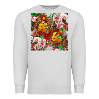 Dove Grey christmas pig  tartan with  hay and christmas ligh Premium Sweatshirt - FaDigitalArtStudio