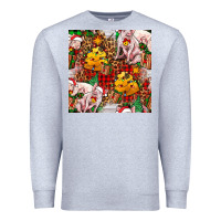 Heather Grey christmas pig  tartan with  hay and christmas ligh Premium Sweatshirt - FaDigitalArtStudio