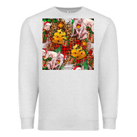 Oatmeal Heather christmas pig  tartan with  hay and christmas ligh Premium Sweatshirt - FaDigitalArtStudio