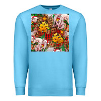 Ocean Blue christmas pig  tartan with  hay and christmas ligh Premium Sweatshirt - FaDigitalArtStudio
