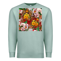 Seafoam christmas pig  tartan with  hay and christmas ligh Premium Sweatshirt - FaDigitalArtStudio
