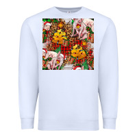 White christmas pig  tartan with  hay and christmas ligh Premium Sweatshirt - FaDigitalArtStudio