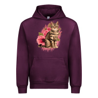 Mauve Wine floral cat Urban Hoodie - Jasminsmagicworld